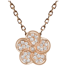 Collier Royal Blossom Pavé, 750 Roségold,  1 Pavé Blüte, 31 Brillanten ca. 0,14 ct, VSI TW, Länge 45cm, Öse bei 42cm
