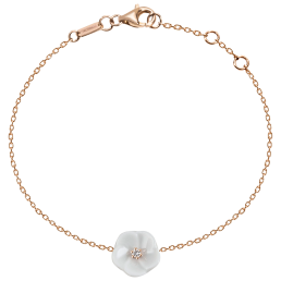 Bracelet Royal Blossom Basic,  750 rose gold, 1 porcelain blossom S with 1 brilliant 0,02 ct, TW, VSI, full cut good, length 19cm