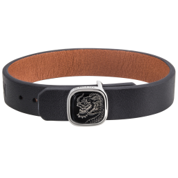 Lederarmband Glücksdrache in Platin, Schließe 925 Sterlingsilber