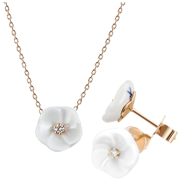 Set Royal Blossom Basic Ohrstecker & Collier, 750 Roségold