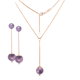 Set Pearl Collection Lilac, Ohrringe & Collier 63 cm, 750 Roségold